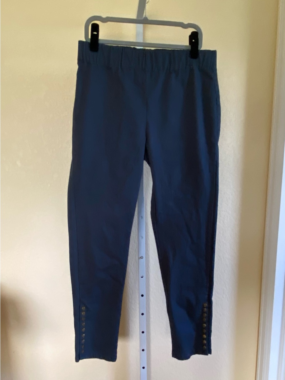 Soft Surroundings Navy Ankle Button Stretch Pants